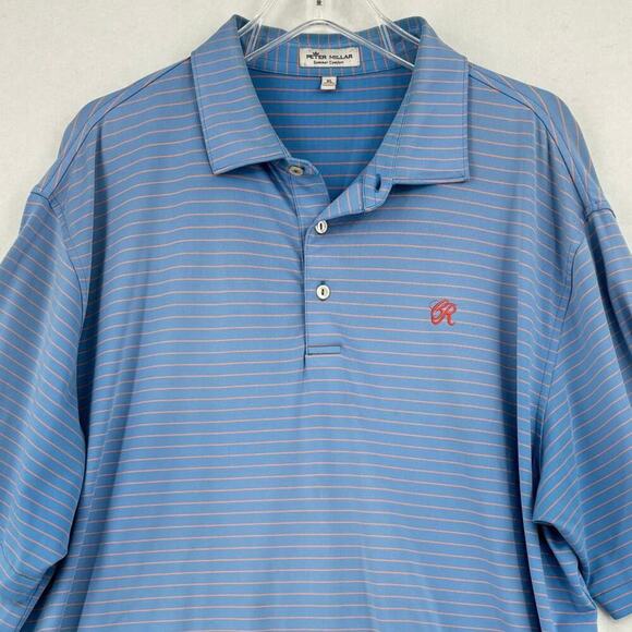 Peter Millar Summer Comfort Polo Golf Shirt Mens Size XL Blue Ombre Stripe - Picture 2 of 10
